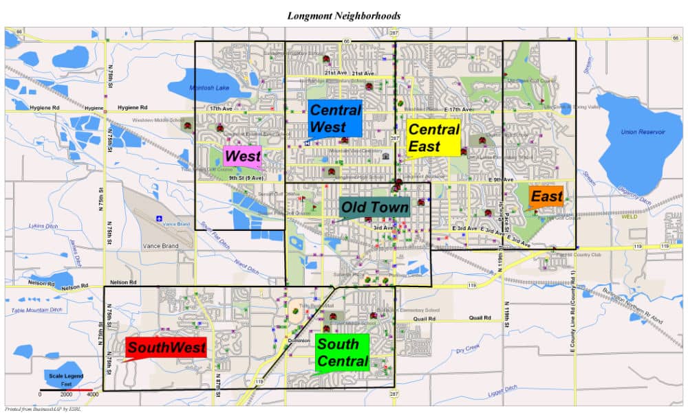 Longmont Neighborhoods, map, Agents for Home Buyers, Boulder, CO